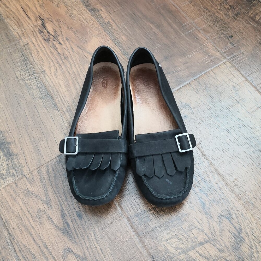 𝅺UGG Dempsey Driving Moccasins Leather Loafers Black Size 8